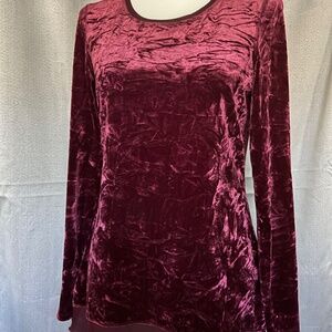 Simply Vera Vera Wang Long Sleeve Maroon Velvet Blouse - Women XS